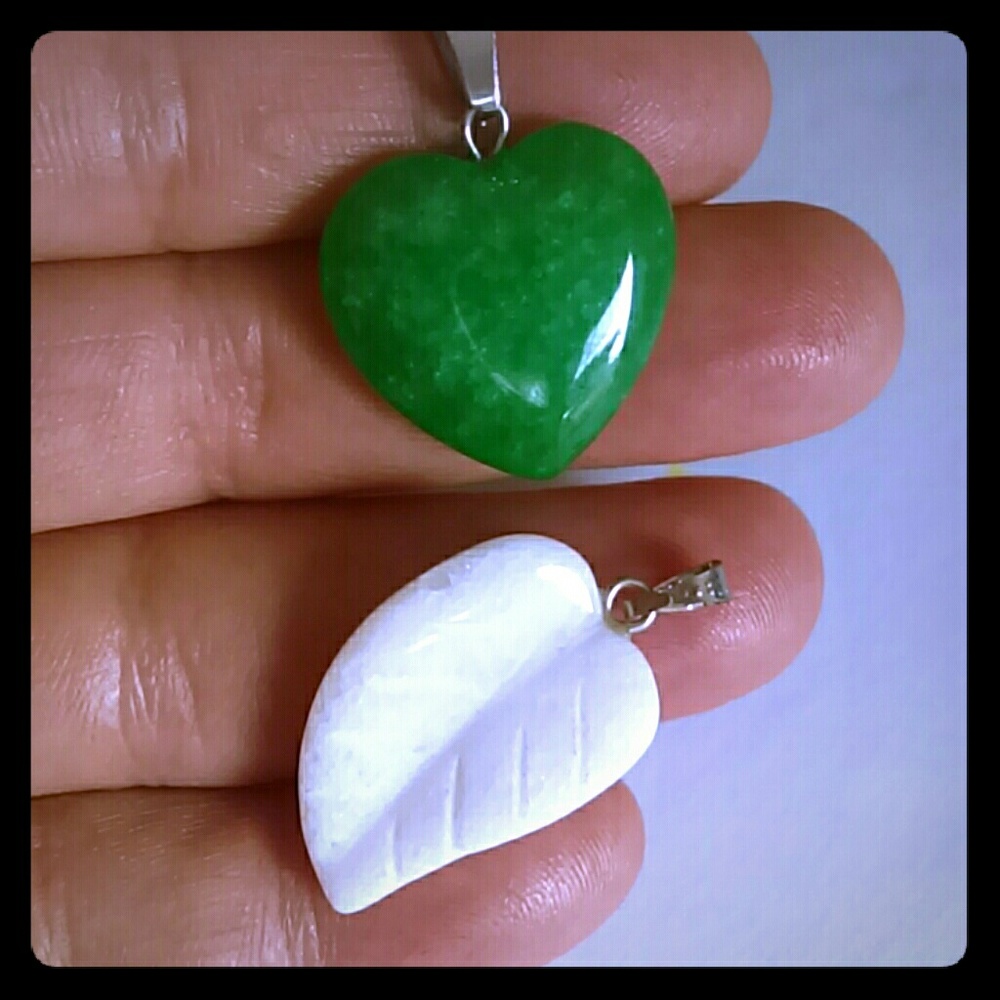 2 Jade Gemstone jewelry Pendants